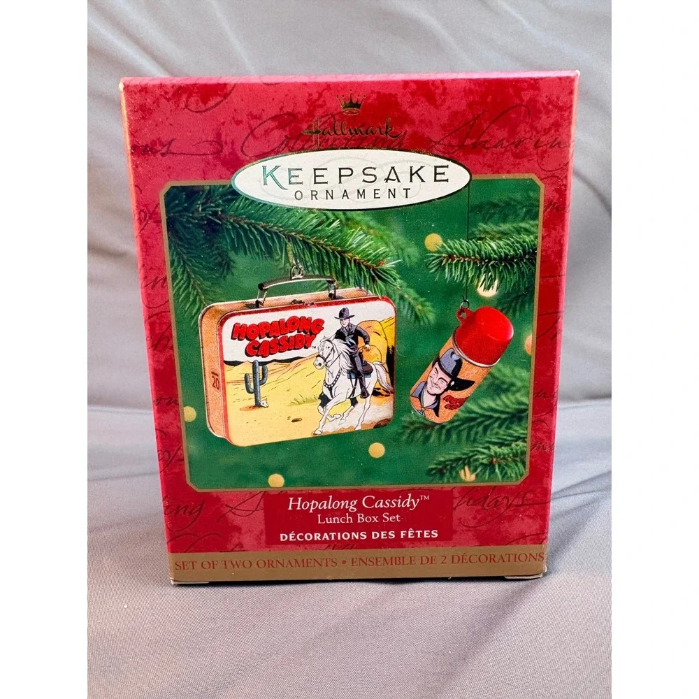 Hallmark Keepsake Hopalong Cassidy Lunch Box & Thermos Ornament Set 2000 Tin